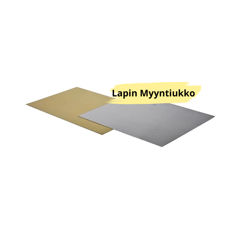 KAKKUALUSTA, PAHVIA 440X640 MM, KULTA/HOPEA. Tyylikkäät alustat kaikenlaisille kakuille ja leivoksille.