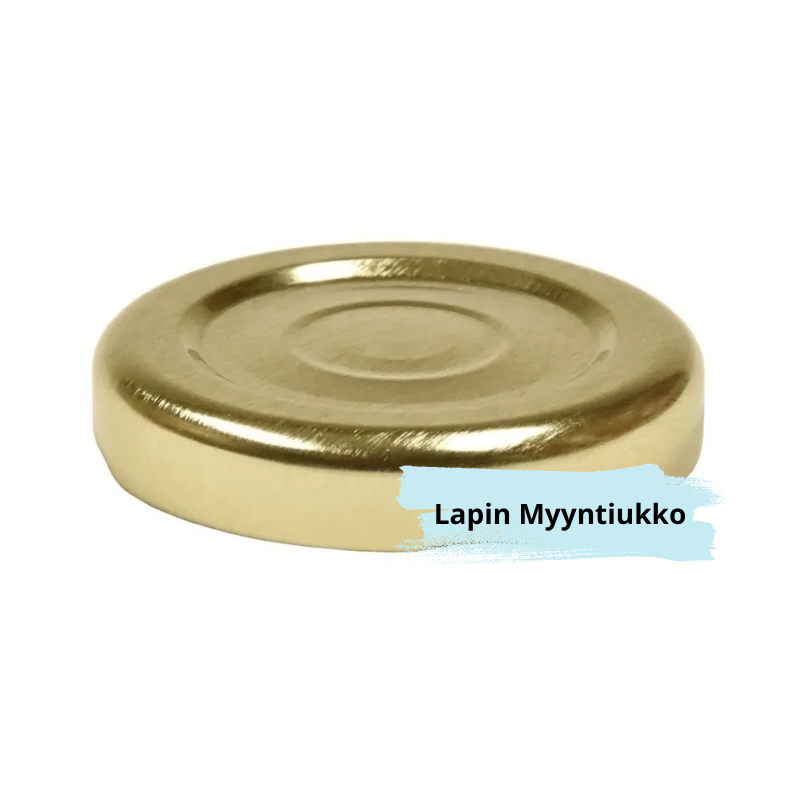 Kultainen metallikorkki 43mm valkoisella taustalla.