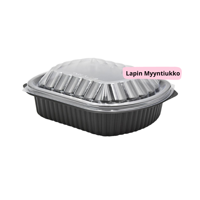musta rasia läpinäkyvällä kannella.
