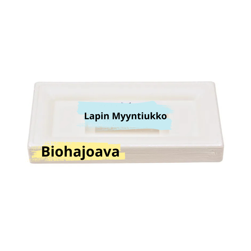 Lautanen suorakaide 26x13cm, biohajoava, 25kpl/pkt