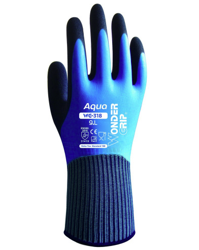 Wonder Grip Aqua suojakäsine - 318 4,60€/koko, 12 paria/pussi. Ammattilaistasoinen vedenpitävä työkäsine