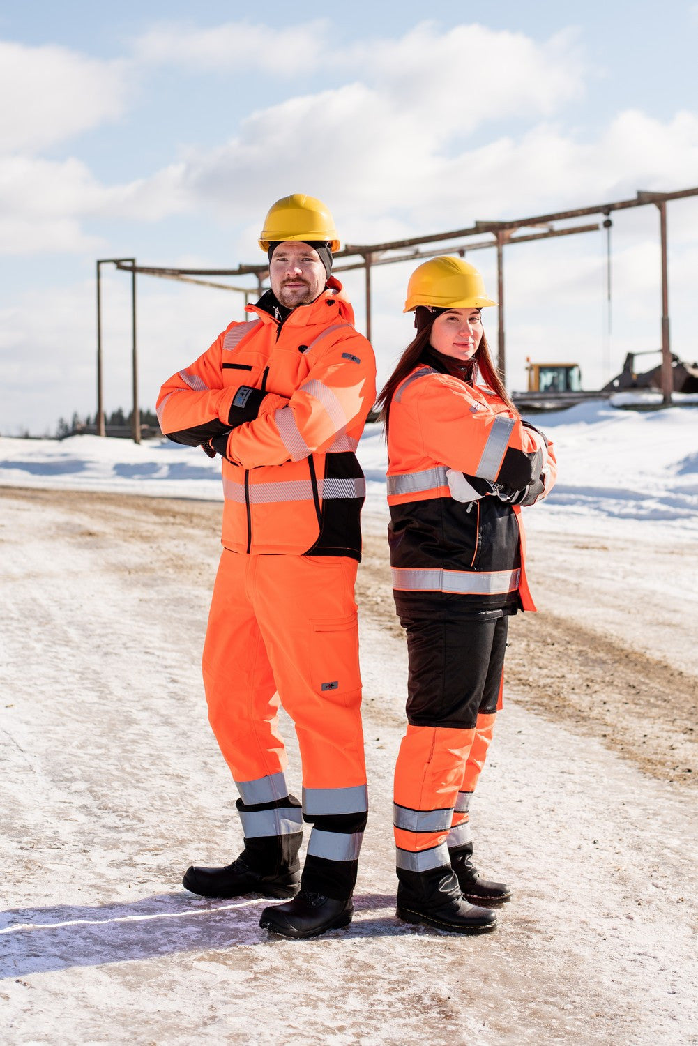 Priha Huomiovärinen vedenpitävä talvitakki lämmityksellä oranssi/musta EN 20471 Lk.2 - 4341