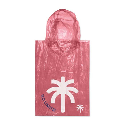 Kokoontaitettava uudelleenkäytettävä PE-poncho 1-väri painatuksella.