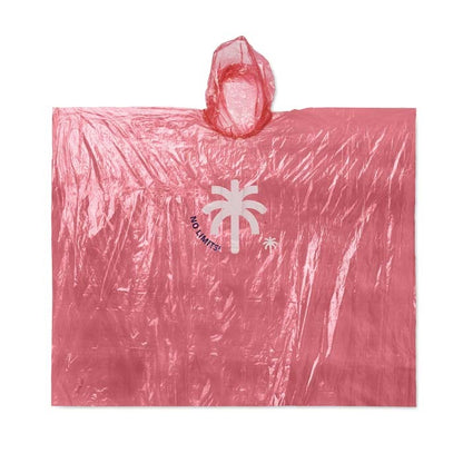 Kokoontaitettava uudelleenkäytettävä PE-poncho 1-väri painatuksella.
