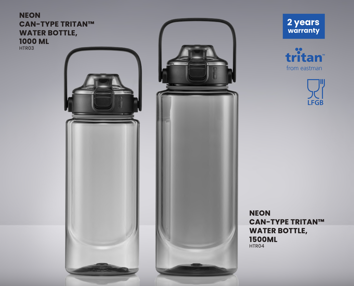 COLORISSIMO NEON CAN-TYPE TRITAN™ WATER BOTTLES, 1000 ML & 1500 ML. Esim. 20kpl.