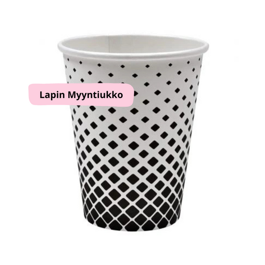 Kahvimuki 250 ml neliöpainatuksella, paperinen 500kpl.