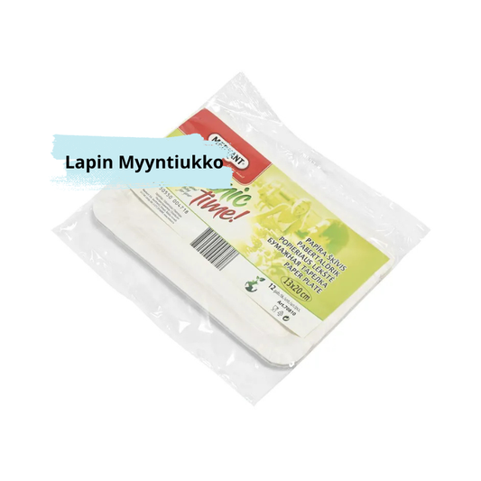 Paperilautanen, 13x20cm, valkoinen, 12kpl/pkt 48pakettia/laatikko (576kpl.)