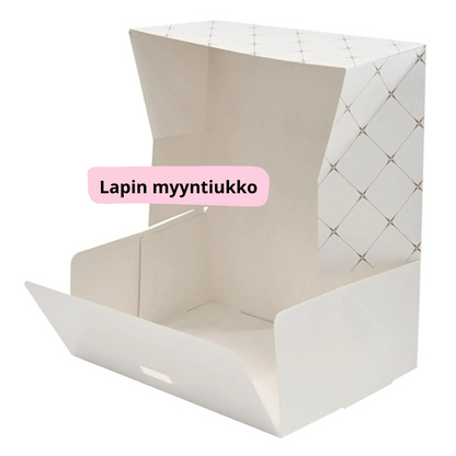 Kakkurasia, valkoinen kultaisella kuviolla 31 x 22 x 8 cm 15kpl.