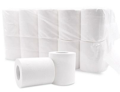 Wc-paperi, 3-kert, 150-ark, 64 rll säkissä.  39 säkkiä lavassa,